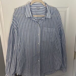 Woman Rails Blue and White Striped Casual Shirt large